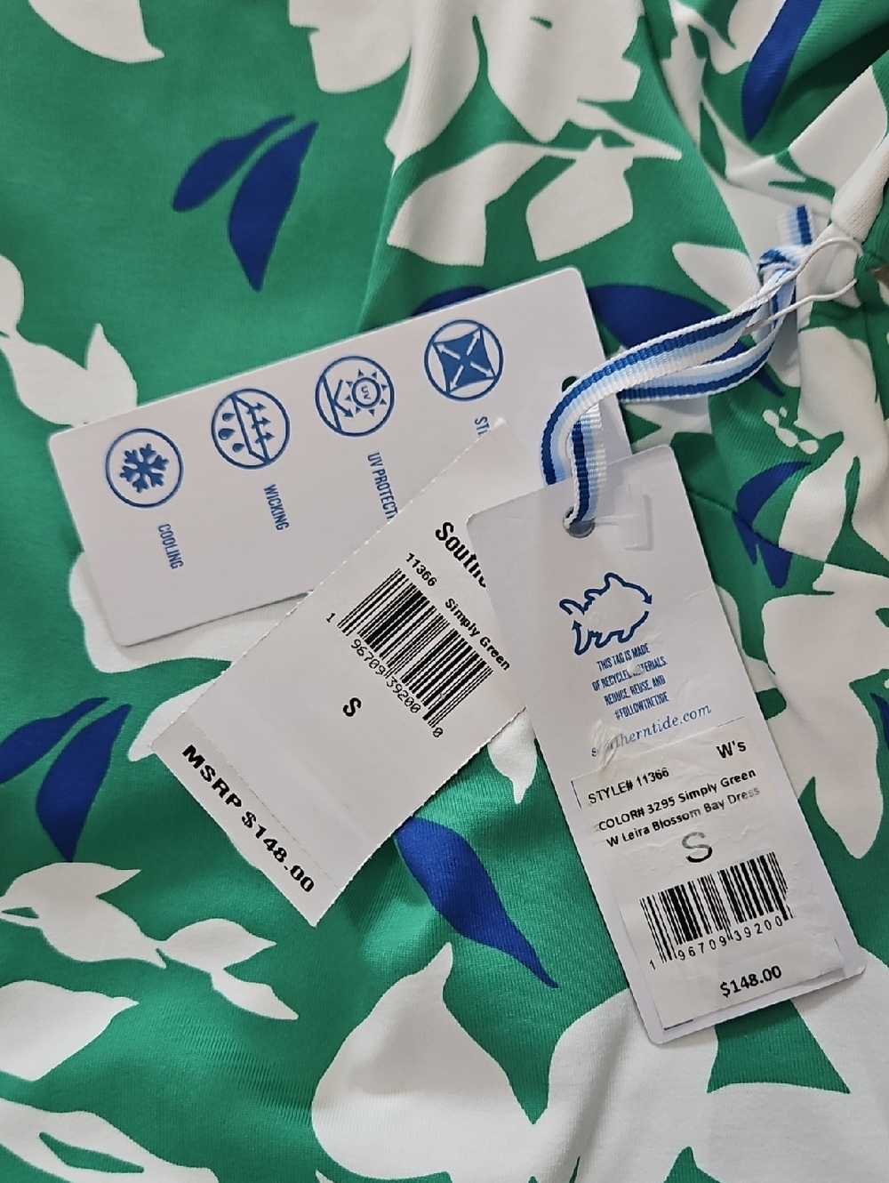Southern Tide Leira 3/4 Sleeve UV Protection Shift Dress: Simply Green: Small - Picture 8 of 16